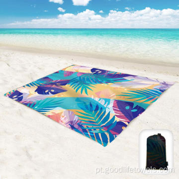 Toalha de praia à prova de areia com bolsa de malha portátil
